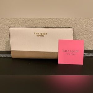 Kate Spade New York Spencer Leather Slim Pecan Bifold Wallet TwoTone Color-way